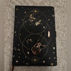 Black and Gold Starry Journal with Lock